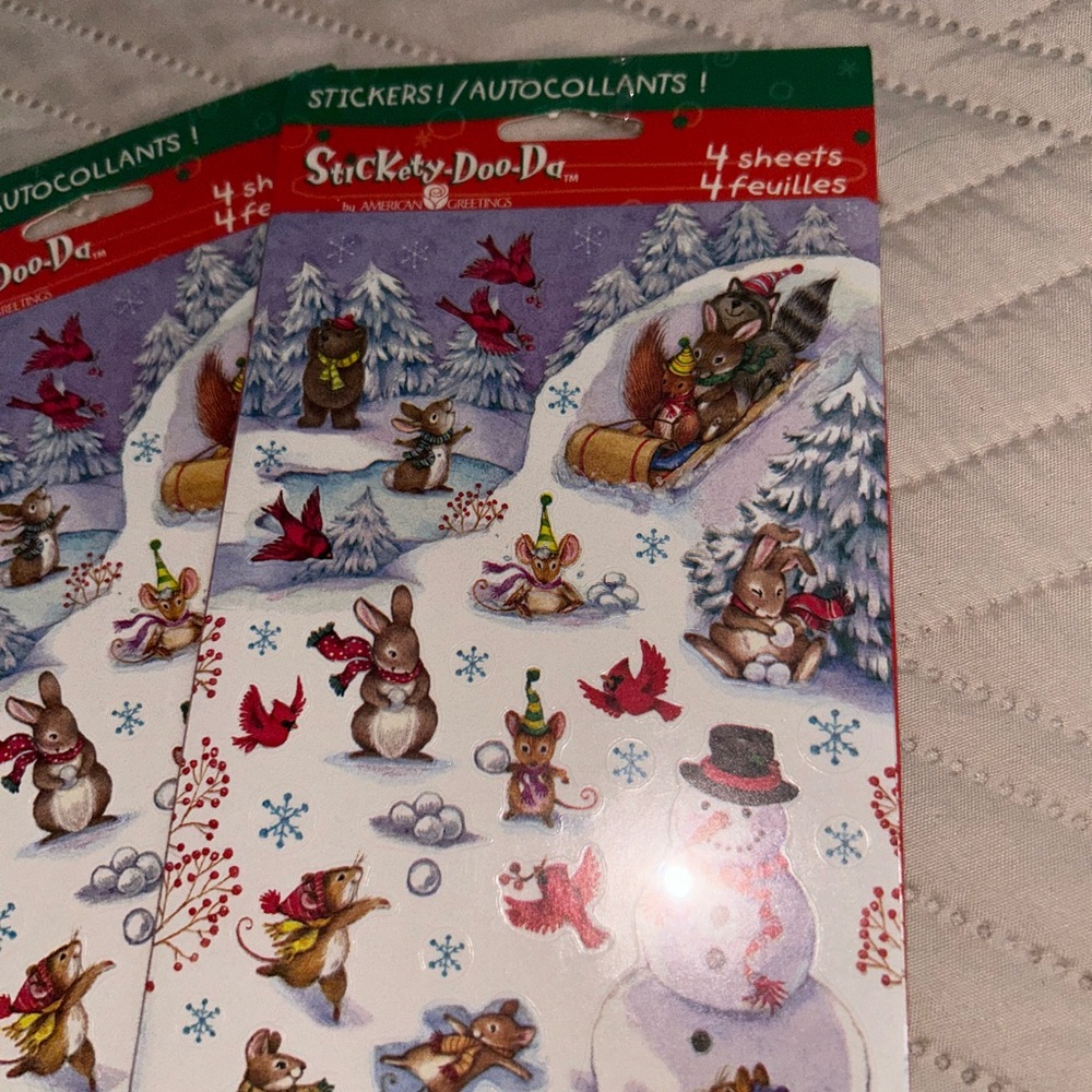 Vintage American Greetings, AGC, Winter Woodland Animals Sledding SINGLE  Sheet